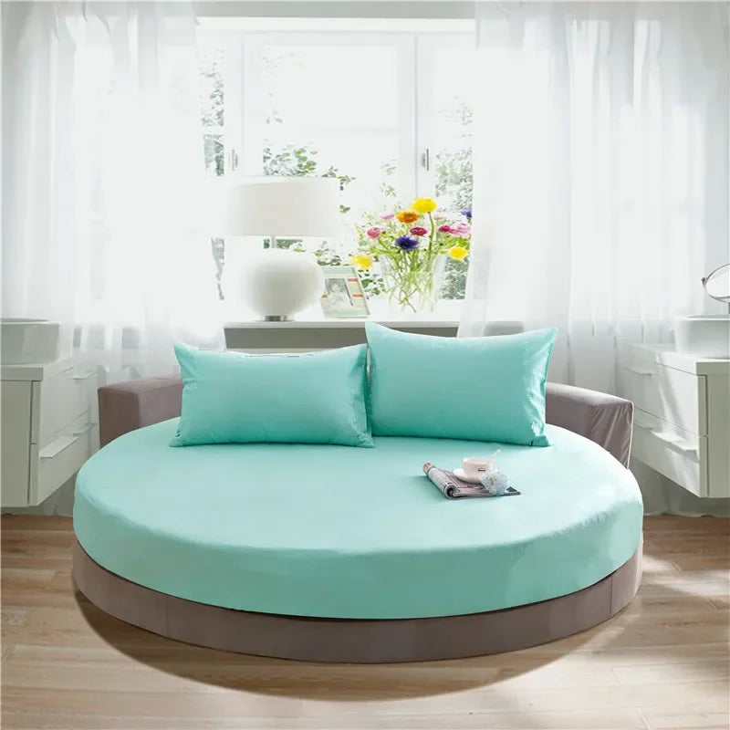 DecorBites™ Cotton Round Bed Sheet Set with Elastic Band, Soft & Skin-Friendly Fitted Sheets
