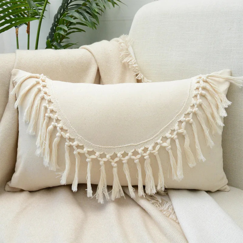 DecorBites™ Boho White Lace Floral Sofa Cushion Cover Wedding Decor Throw Pillows