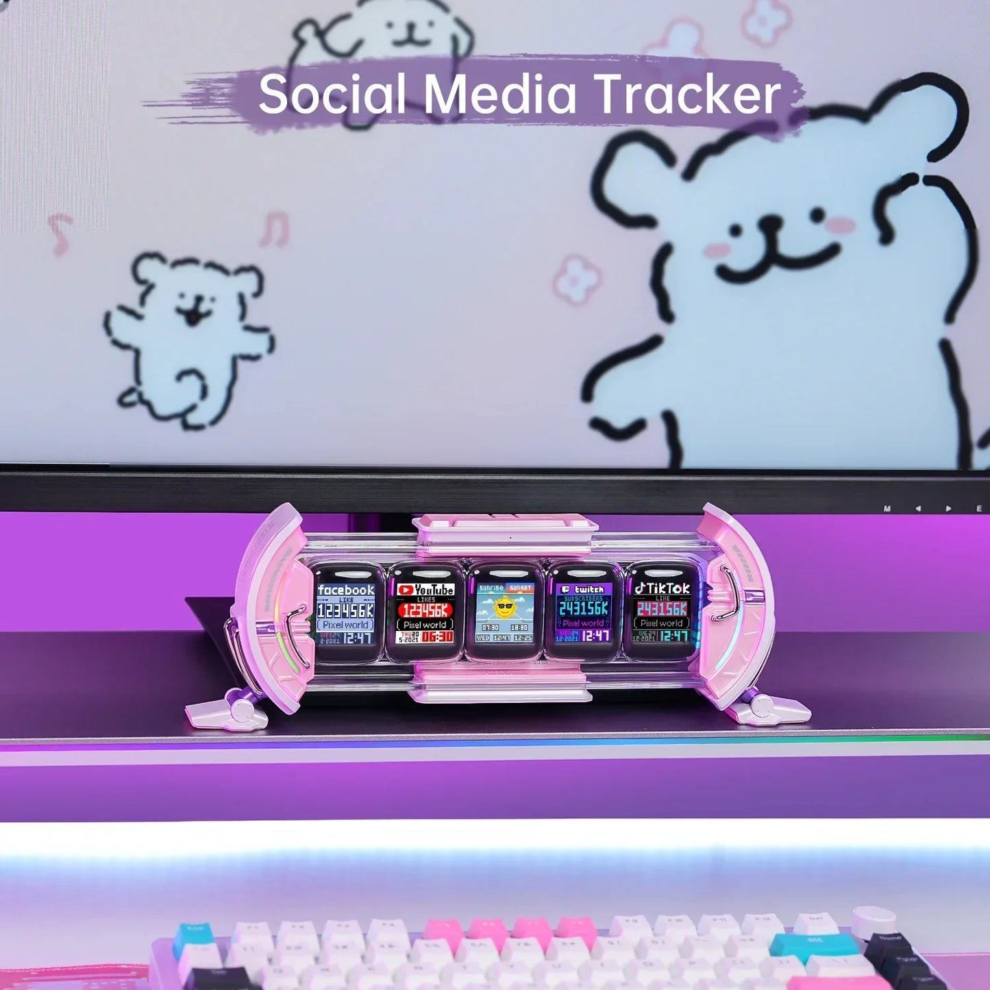 DecorBites™ Cute Gaming Digital Clock with Smart App Control and Weather Forecast, Stock Updates