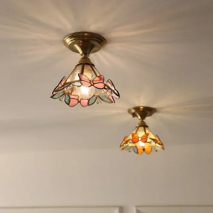 DecorBites™ Butterfly Glass LED Ceiling Light - Copper Socket, Creative Bedroom Decor