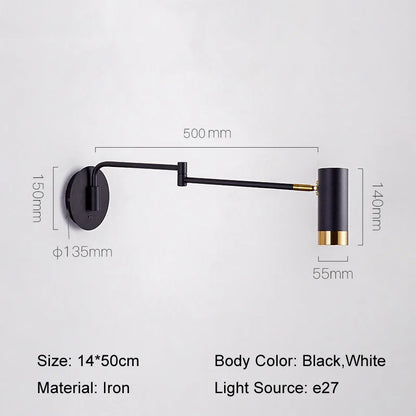 DecorBites™ Adjustable LED Swing Arm Wall Light Nordic Sconce Bedside Lamp