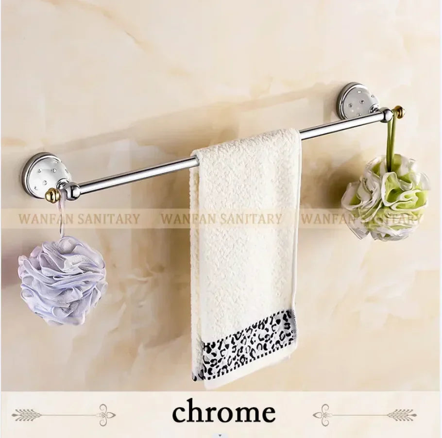 DecorBites™ Crystal Brass Gold Bathroom Accessories Set
