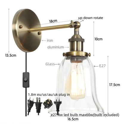 DecorBites™ LED Glass Wall Lamp Industrial Stair Light Fixture for Home Decor