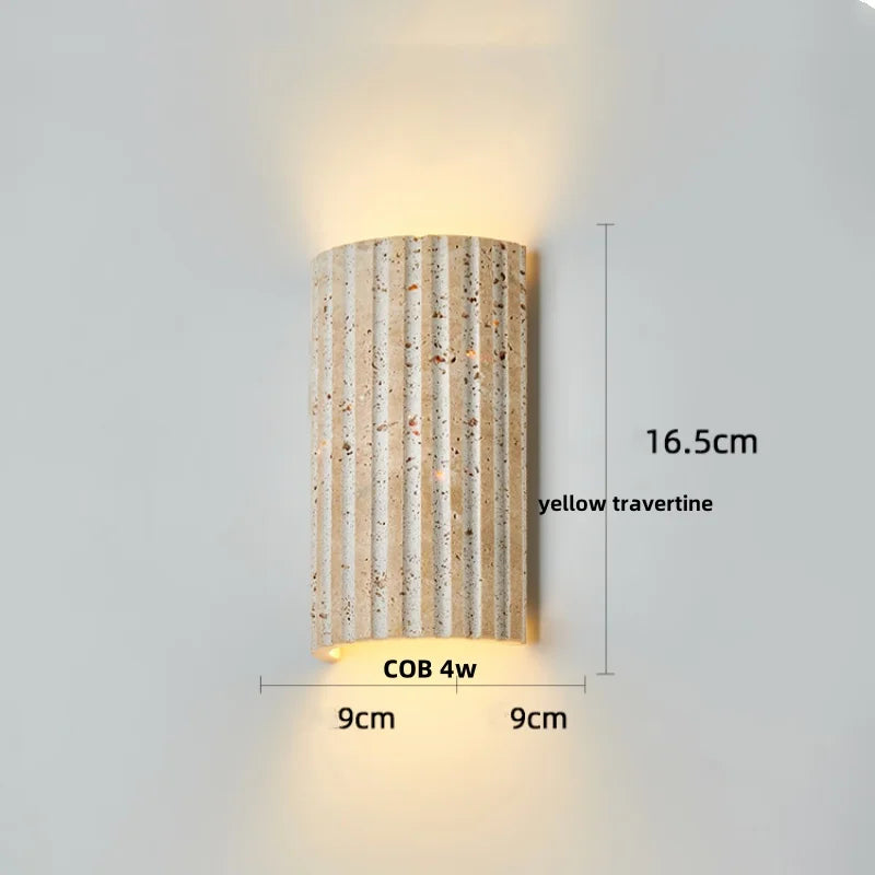 DecorBites™ Double LED Wall Lamp Sconce Yellow Cave Stone Iron Canopy Mirror Light