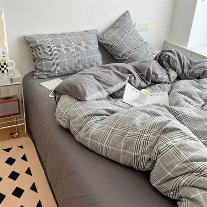 ™ Japanese Style Cotton Printed 4Pcs Bedding Set with Double-Sided Design