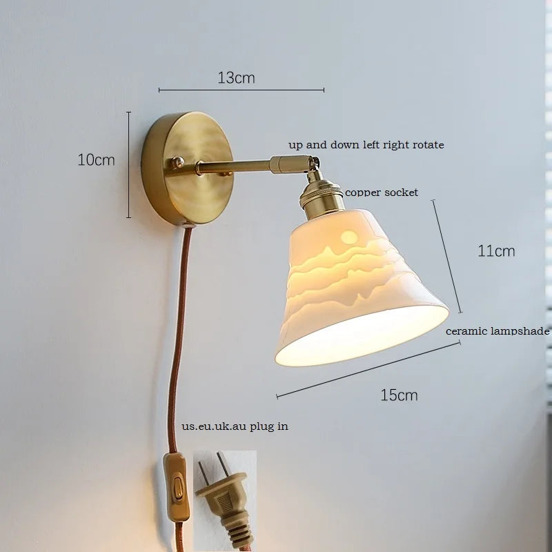 DecorBites™ Ceramic Wall Sconce with Adjustable Iron Arm for Living Room Décor
