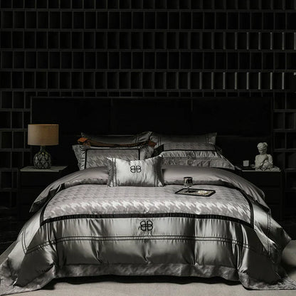 DecorBites™ Luxe Brocade Jacquard Bedding Set with Egyptian Cotton & Embroidery