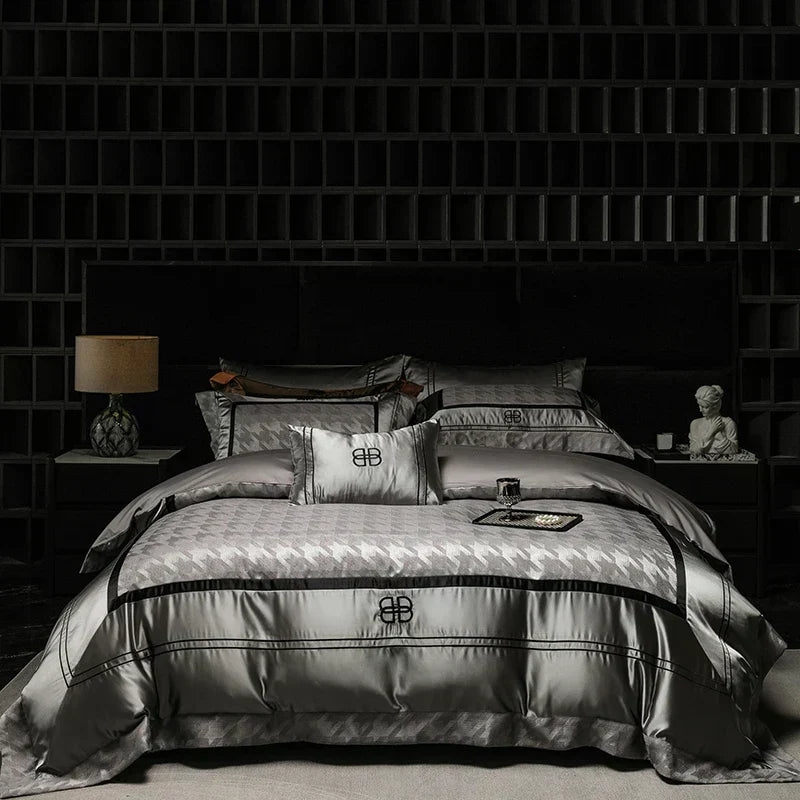 ™ Luxe Brocade Jacquard Bedding Set with Egyptian Cotton & Embroidery