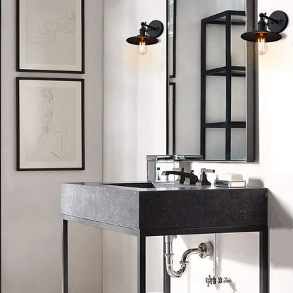 DecorBites™ Antique Finish 1-Light Industrial Wall Sconce with 7.87" Canopy and ON/Off Button