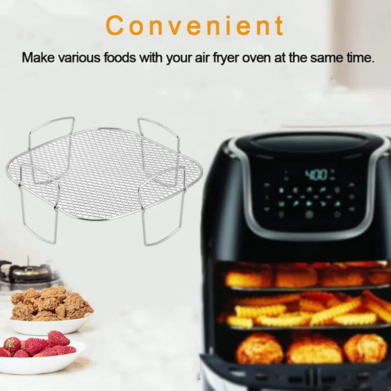 DecorBites™ Air Fryer Stainless Steel Dehydrator Rack Layer for Cooking Baking