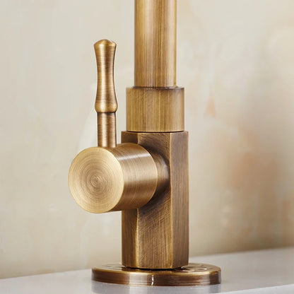 DecorBites™ Brass Classic Cold Water Kitchen Faucet, Single Lever Gooseneck Tap, Bronze Brushed Finish