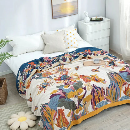 DecorBites™ Cotton Gauze Air-Conditioning Blanket - Luxury European Leisure Blanket