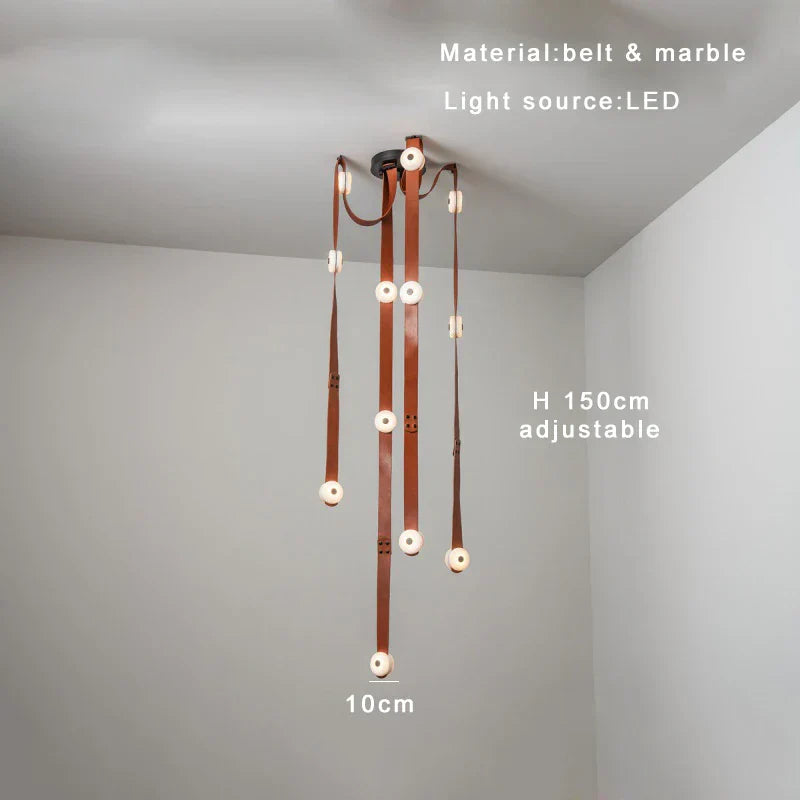 DecorBites™ Black Leather Marble Chandeliers | Adjustable Dining Room Lamps | Easy Installation Home Decor