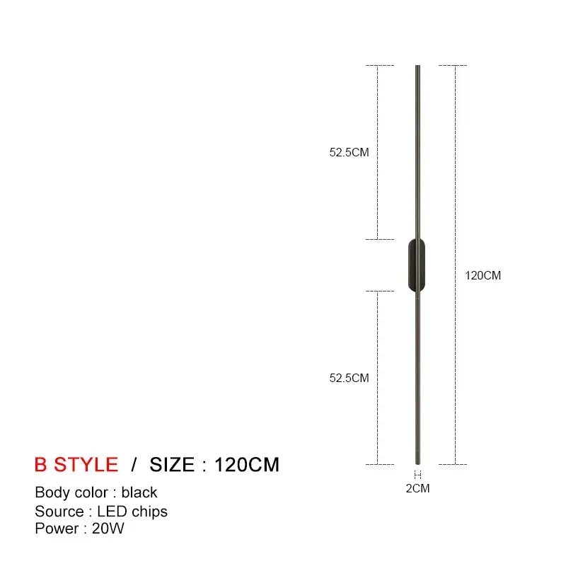 DecorBites™ Black LED Wall Lights - Modern Straight Line for Bedroom, Living Room, Kitchen Décor