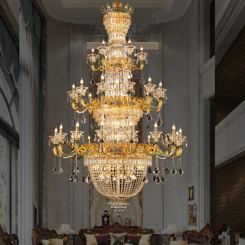 ™ Luxe Crystal Chandelier: Elegant Copper Living Room Dining Candle Light