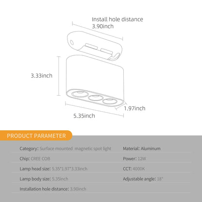 DecorBites™ 12W COB Chip Ceilling Spotlight with Adjustable Angle for Magnetic Mount