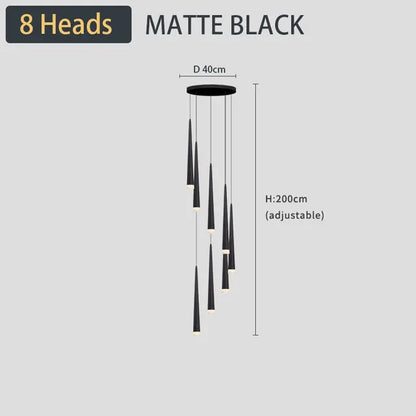 DecorBites™ Black LED Ceiling Chandelier: Stylish Staircase Lighting for Home Decor & Living Room