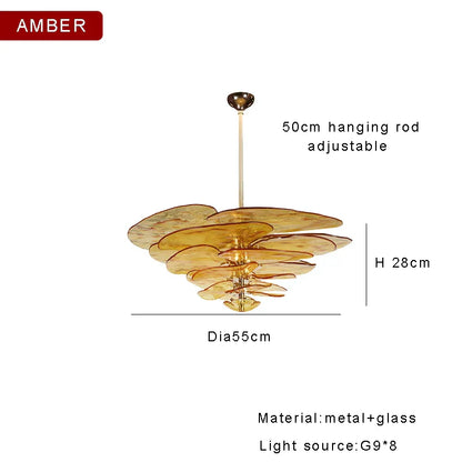 DecorBites™ Amber Glass Ceiling Chandelier for Elegant Living Room Decor.
