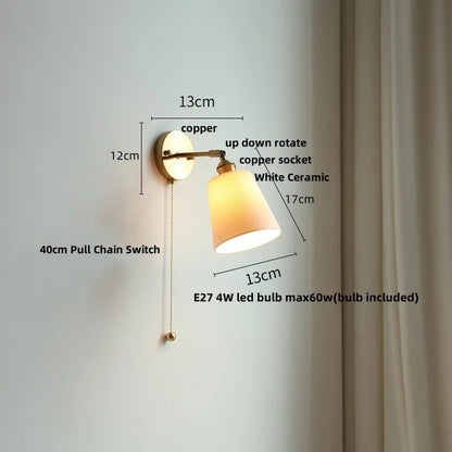 DecorBites™ Ceramic LED Wall Lights with Pull Chain Switch for Bathroom Mirror