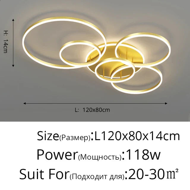 DecorBites™ Aluminum Circle LED Chandelier Ceiling Light for Bedroom Living Room Kitchen