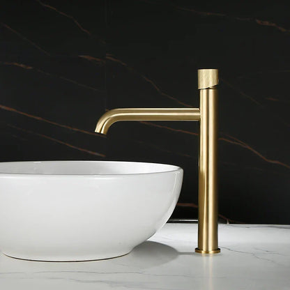 DecorBites™ Brushed Gold Basin Faucet: Solid Brass Hot Water Mixer Sink Tap
