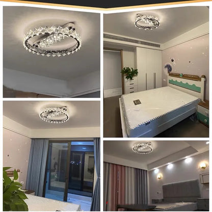 DecorBites™ Crystal Ceiling Light: Modern Luxury Stainless Steel Dimmable Fixture for Living & Dining Room