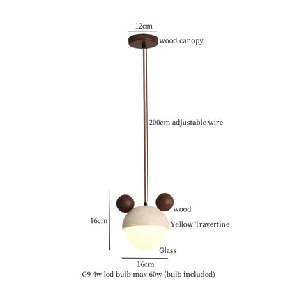 DecorBites™ Yellow Travertine LED Pendant Lights for Kitchen Island Bedroom Dining Table