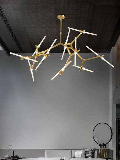 ™ Gold Branch LED Chandelier for Duplex Villa Staircase - Modern Indoor Lighting