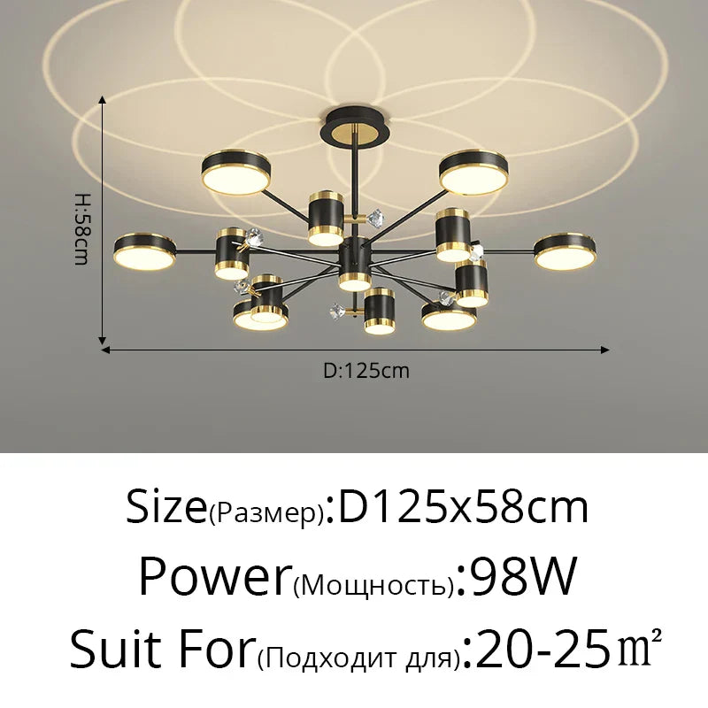 DecorBites™ LED Chandelier: Modern Smart Remote Ceiling Light for Living Room Bedroom Dining Kitchen