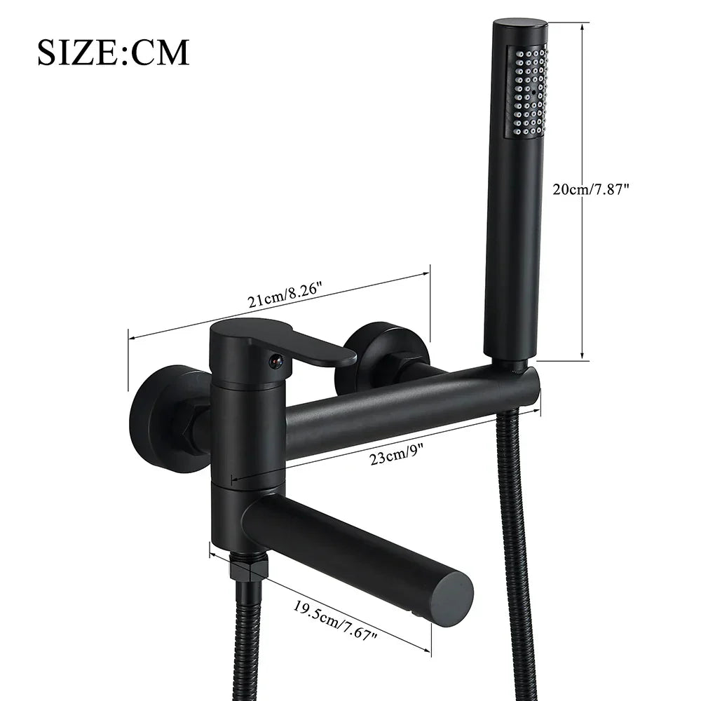DecorBites™ Black Wall Mounted Waterfall Bathtub Faucet for Embedded In-wall Tub Shower System