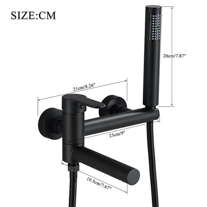 DecorBites™ Black Wall Mounted Waterfall Bathtub Faucet for Embedded In-wall Tub Shower System