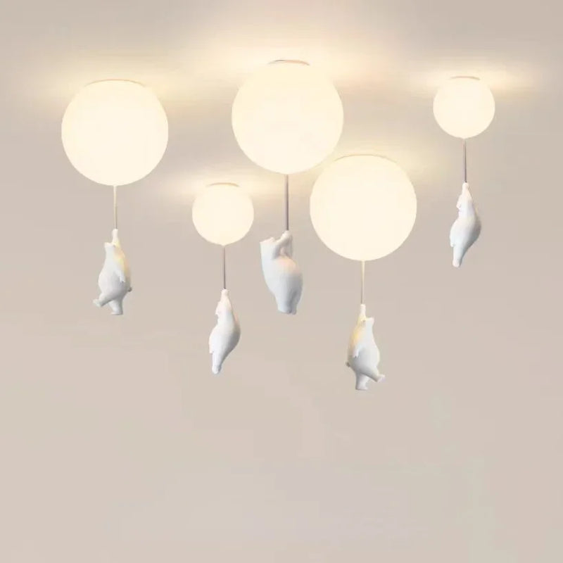 DecorBites™ Bear Pendant Light: Kids Bedroom Chandelier LED Balloon Ceiling Lamp