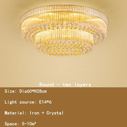 DecorBites™ Crystal LED Chandelier Cake Ceiling Lamp for Living Room Bedroom Kitchen Hotel