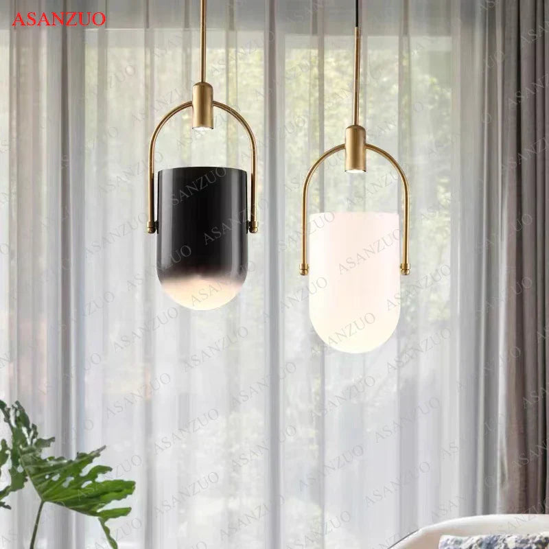 ™ Gradient Glass Pendant Light: Modern Nordic Hanging Fixture for Bedside Living Dining Decor