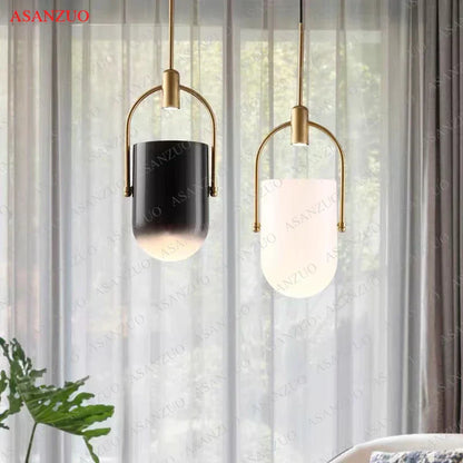 ™ Gradient Glass Pendant Light: Modern Nordic Hanging Fixture for Bedside Living Dining Decor