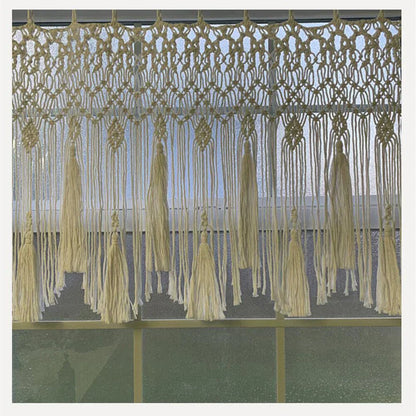 DecorBites™ Handwoven Macrame Window Curtain Tapestry with Tassels