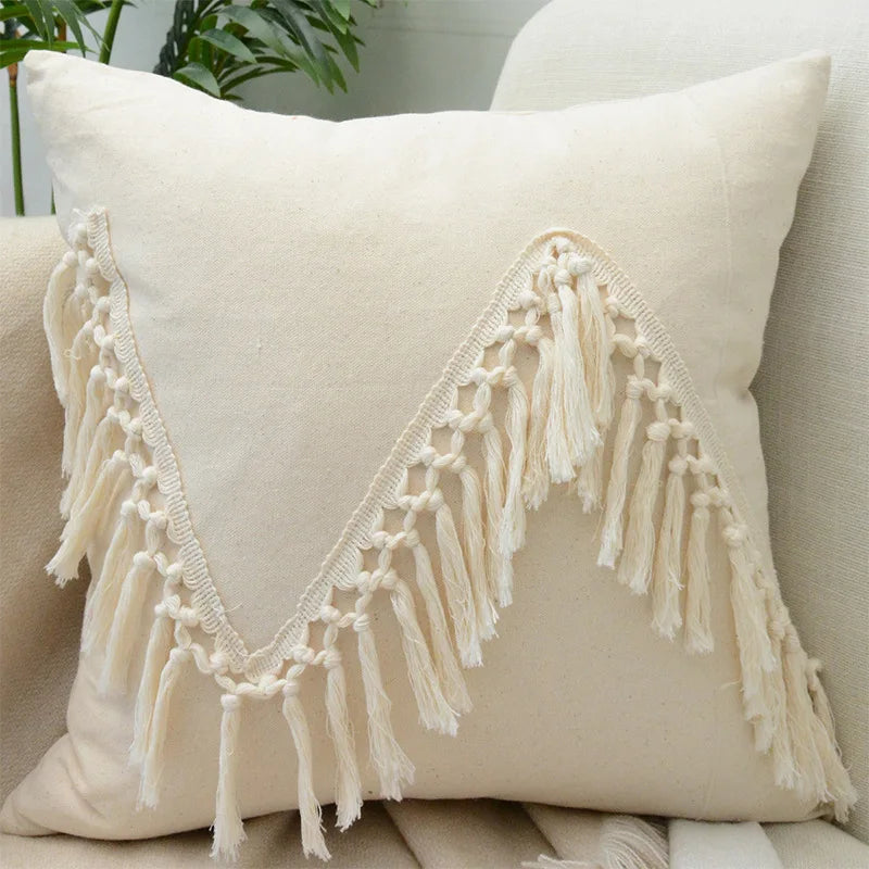 DecorBites™ Boho White Lace Floral Sofa Cushion Cover Wedding Decor Throw Pillows