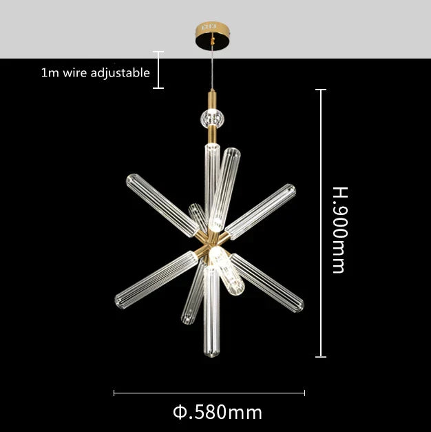 DecorBites™ Glass Tubes Chandelier LED Pendant Lamp for Modern Luxury Lighting