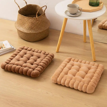 DecorBites™ Cookie Biscuit Cushion Soft Square Pillow for Living Room Chair Decor