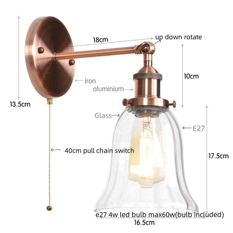 DecorBites™ LED Glass Wall Lamp Industrial Stair Light Fixture for Home Decor