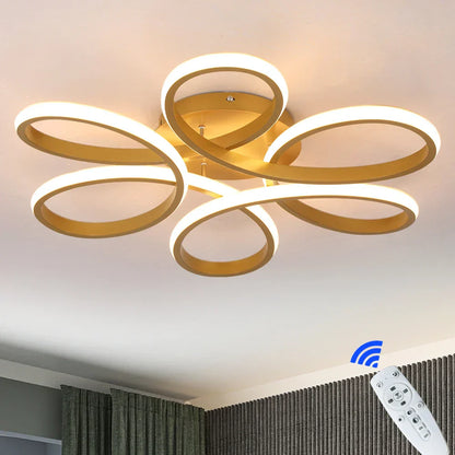 ™ Gold Flower Acrylic Pendant Chandelier - Modern LED Ceiling Light
