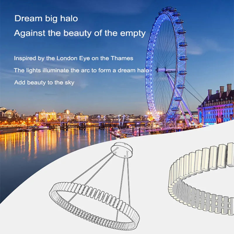 DecorBites™ Lstre Modern Circle Chandelier for Bright 360° Lighting in Living Room, Bedroom, Kitchen