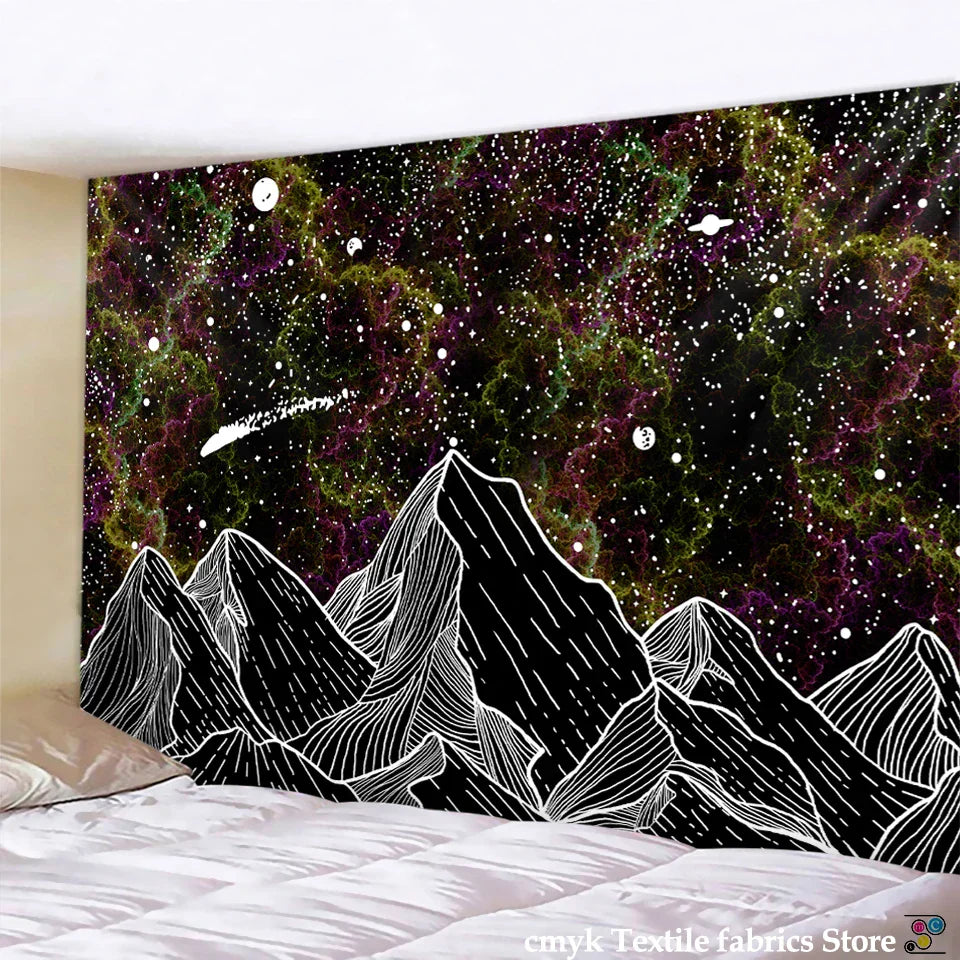 DecorBites™ Black & White Stars Mandala Tapestry - Home Decor