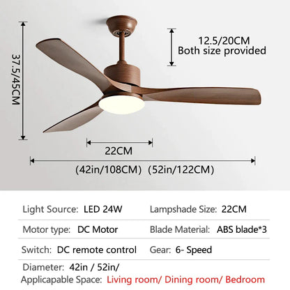 DecorBites™ 3-Blade DC Ceiling Fan with LED Light & Remote Control.