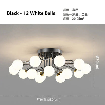 DecorBites™ Glass Bubble Ball Crystal LED Ceiling Light - Black Gold Aesthetic Décor