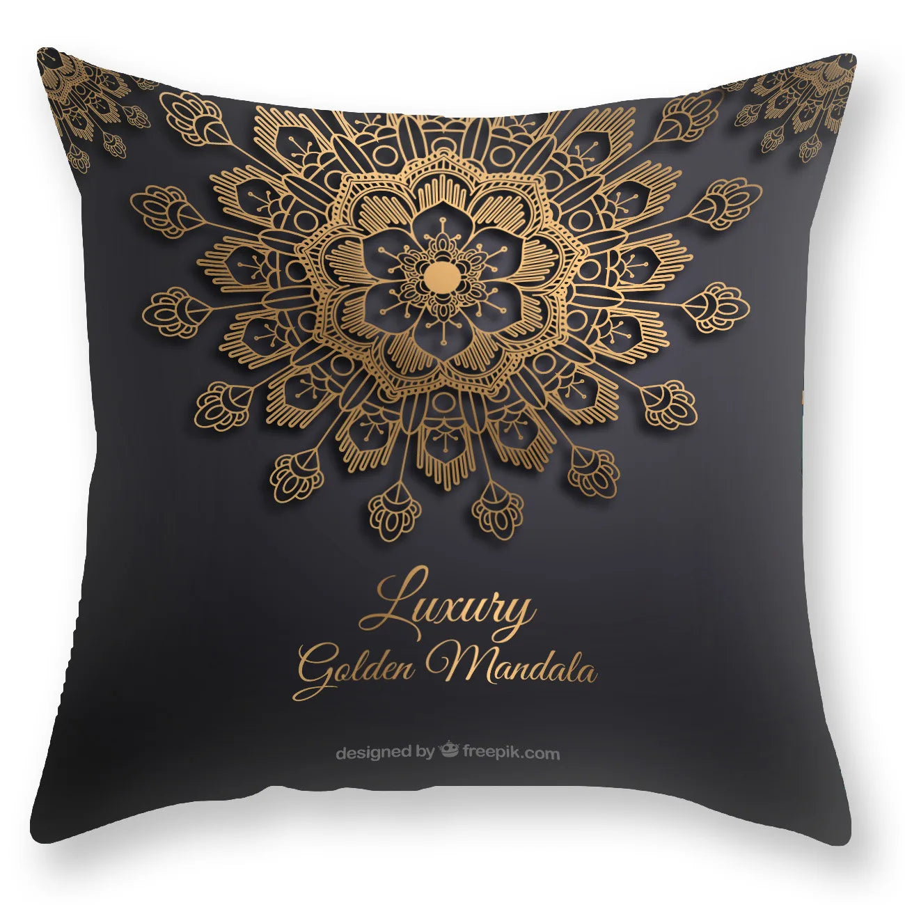 DecorBites™ Black Gold Mandala Luxury Printed Pillowcase §