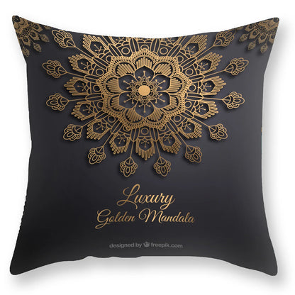 DecorBites™ Black Gold Mandala Luxury Printed Pillowcase §