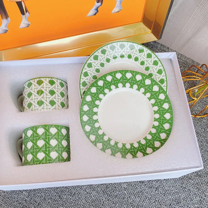 DecorBites™ Bone China Coffee and Tea Cup Set with Saucer, Teaware, Dessert Dish
