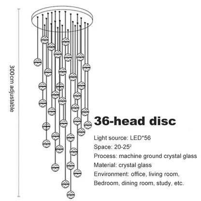 DecorBites™ Crystal Ball Chandelier: Stylish Meteor Shower Lighting for Restaurant, Bar, and Home