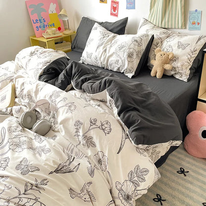DecorBites™ Cartoon Pattern Cotton Bed Sets Quilt Cover Sheet Pillowcase Bedclothes